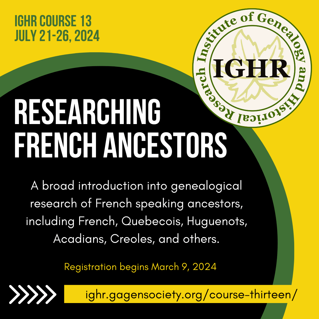 Course Thirteen — Researching French Ancestors