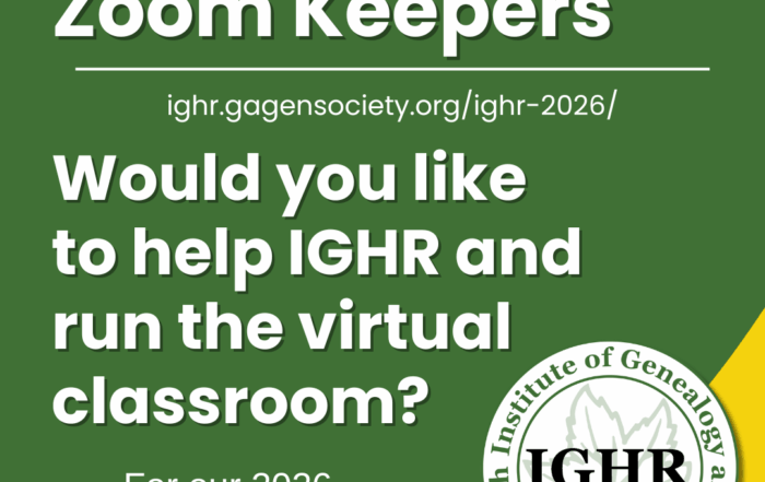Graphic calling for volunteers to be IGHR 2026 Zoom Keepers